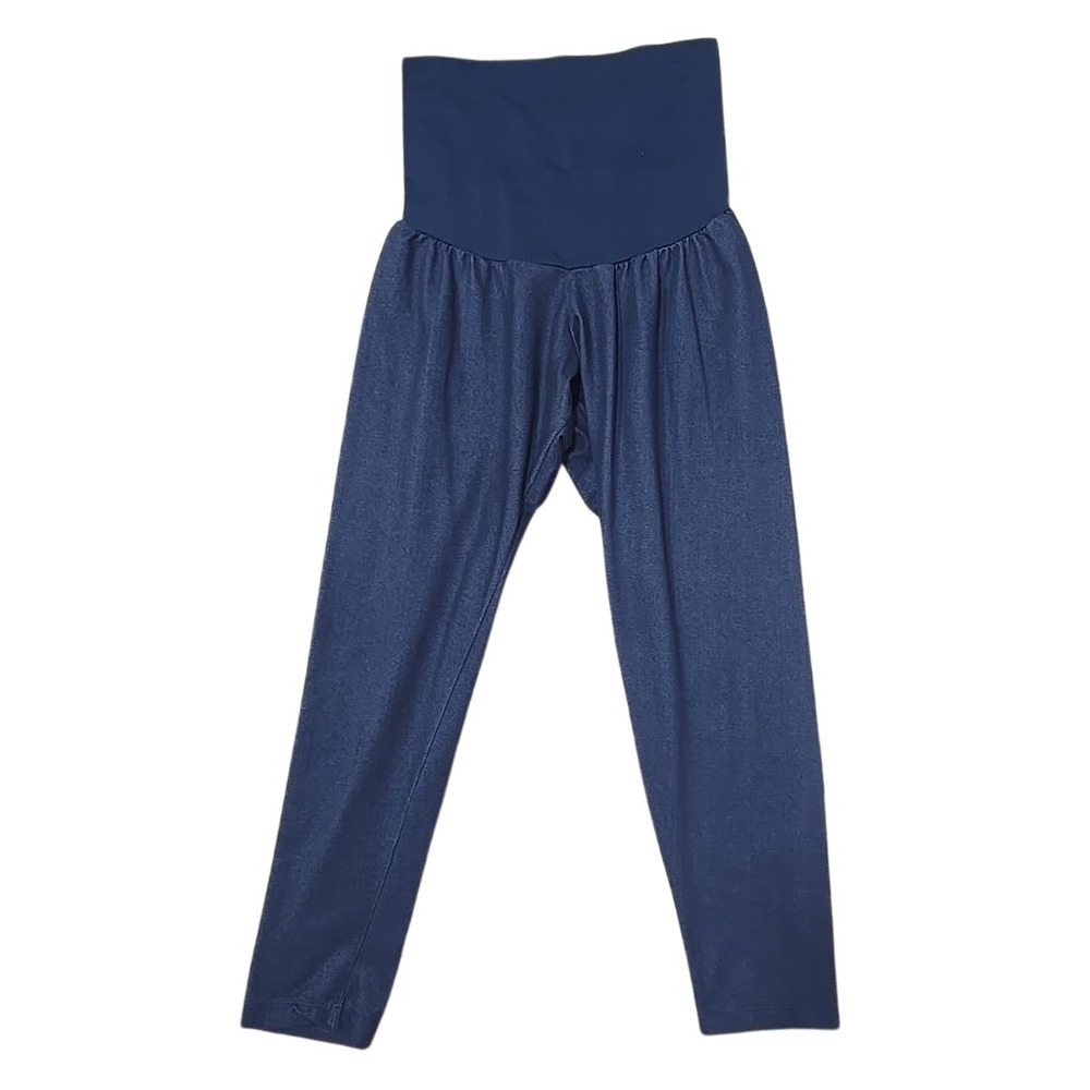 Two Hearts Maternity Leggings Plus Size 2X Blue Secret Fit Belly Dark Denim Look